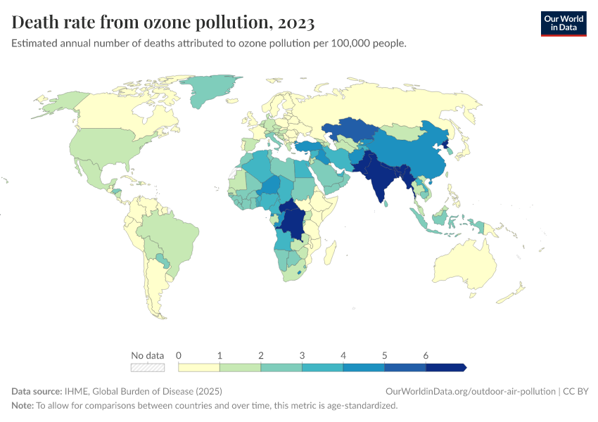 A thumbnail of the "Death rate from ozone pollution" chart