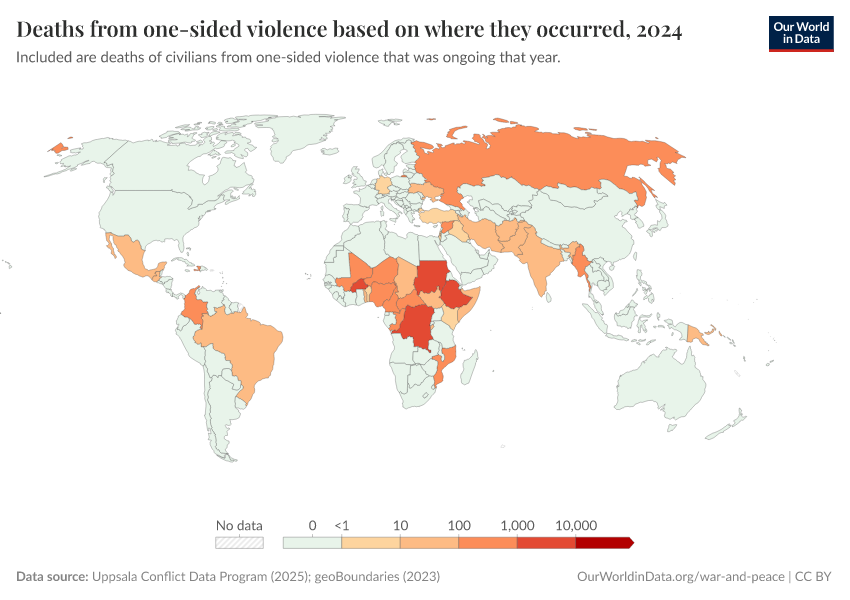 A thumbnail of the "Deaths from one-sided violence based on where they occurred" chart
