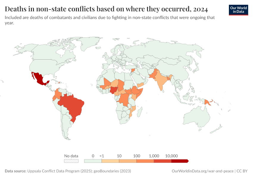 A thumbnail of the "Deaths in non-state conflicts based on where they occurred" chart