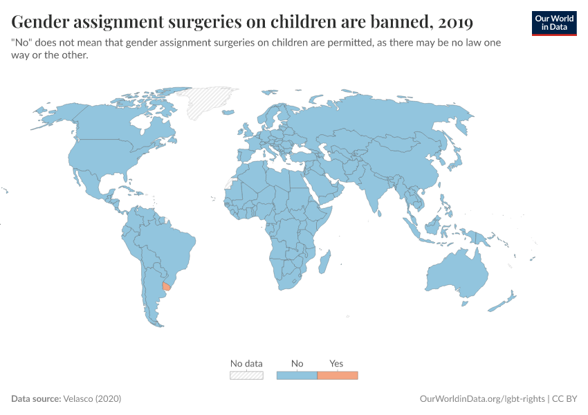 A thumbnail of the "Gender assignment surgeries on children are banned" chart