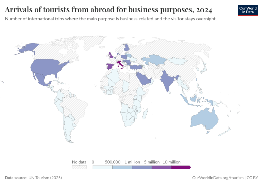 A thumbnail of the "International trips for business and professional reasons" chart