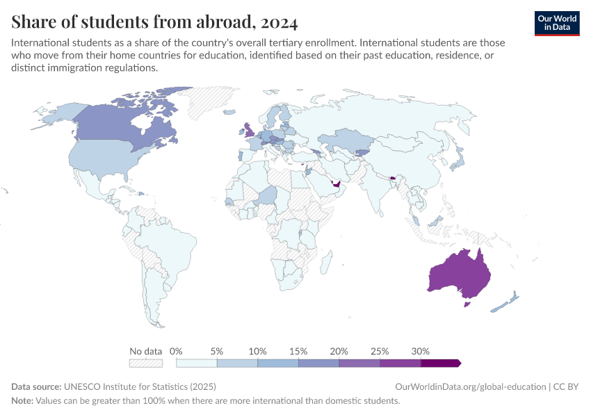 A thumbnail of the "Share of students from abroad" chart