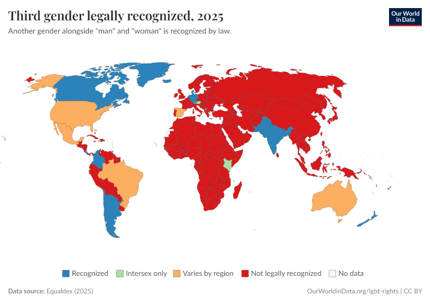 A thumbnail of the "Third gender legally recognized" chart