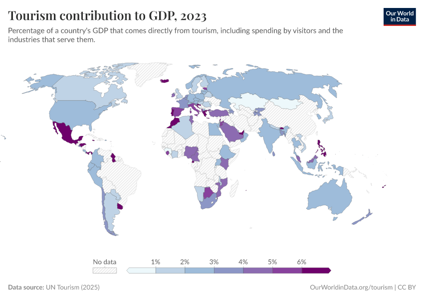 A thumbnail of the "Share of GDP from tourism" chart