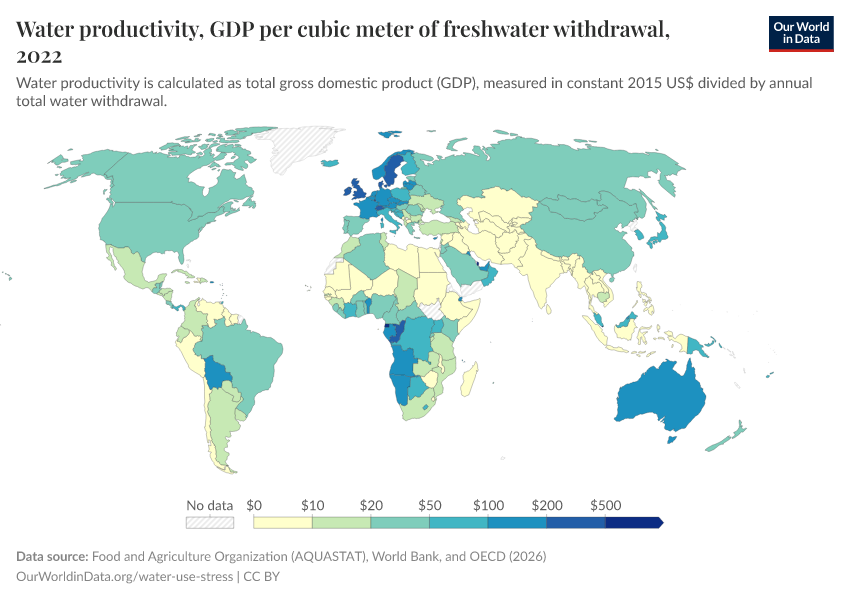 A thumbnail of the "Water productivity, GDP per cubic meter of freshwater withdrawal" chart