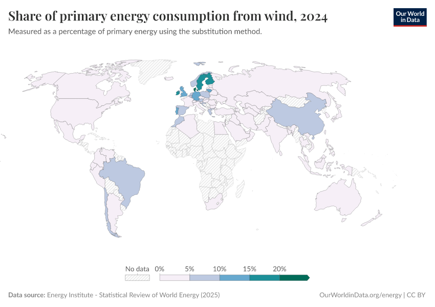 A thumbnail of the "Share of primary energy consumption from wind" chart